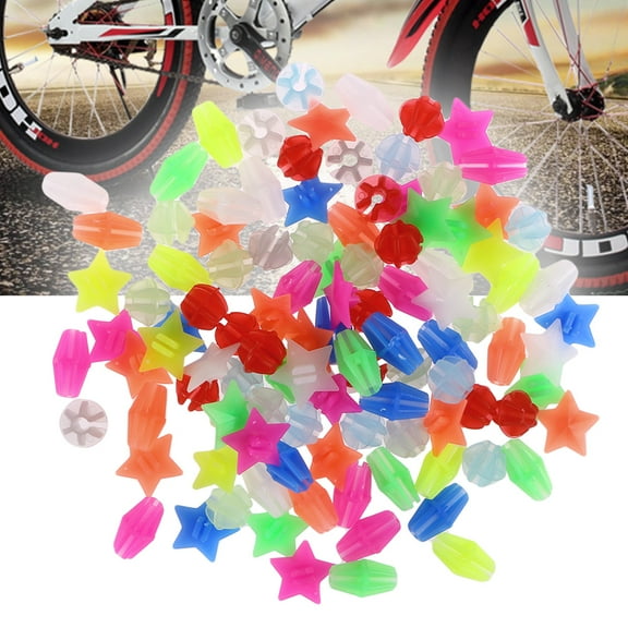 HAMPPLIES Bike Accessories for Kids 108Pack Clip-on Long Beads Decorative Beads Assorted Color 0.8x0.8x0.4in