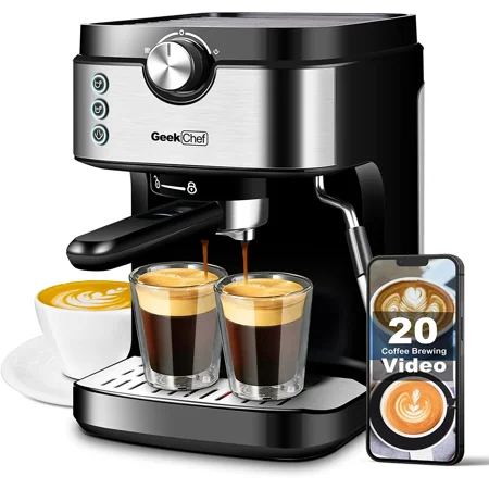 

Espresso Coffee Machine With Foaming Milk Frother Wand 15 Bar High Performance 1300W For Espresso Cappuccino Latte Machiato For Home Barista No-Leaking 900ml Removable Water Tank Coffee Maker