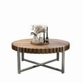 thumbnail image 5 of Modern Round Coffee Table, Handmade Natural Wood Grain, Sturdy Base, Suitable for Home, 5 of 10