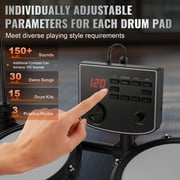 KFFKFF Electronic Drum Set, Collection of 15 Drum Kits & 150 Unique Sounds, USB MIDI Compatible 8 in Soft Mesh Snare Drum Set with 10 in Cymbals, Drum Sticks & Headphones