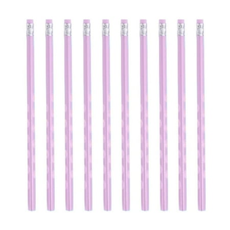 10 Pcs Wood Pencils Unsharpened Wood Cased Pencils with Eraser Hexagonal Pencil Cute Graphite No 2 Pen for Adults Gifts Exam Office Sketching Learning(Purple)