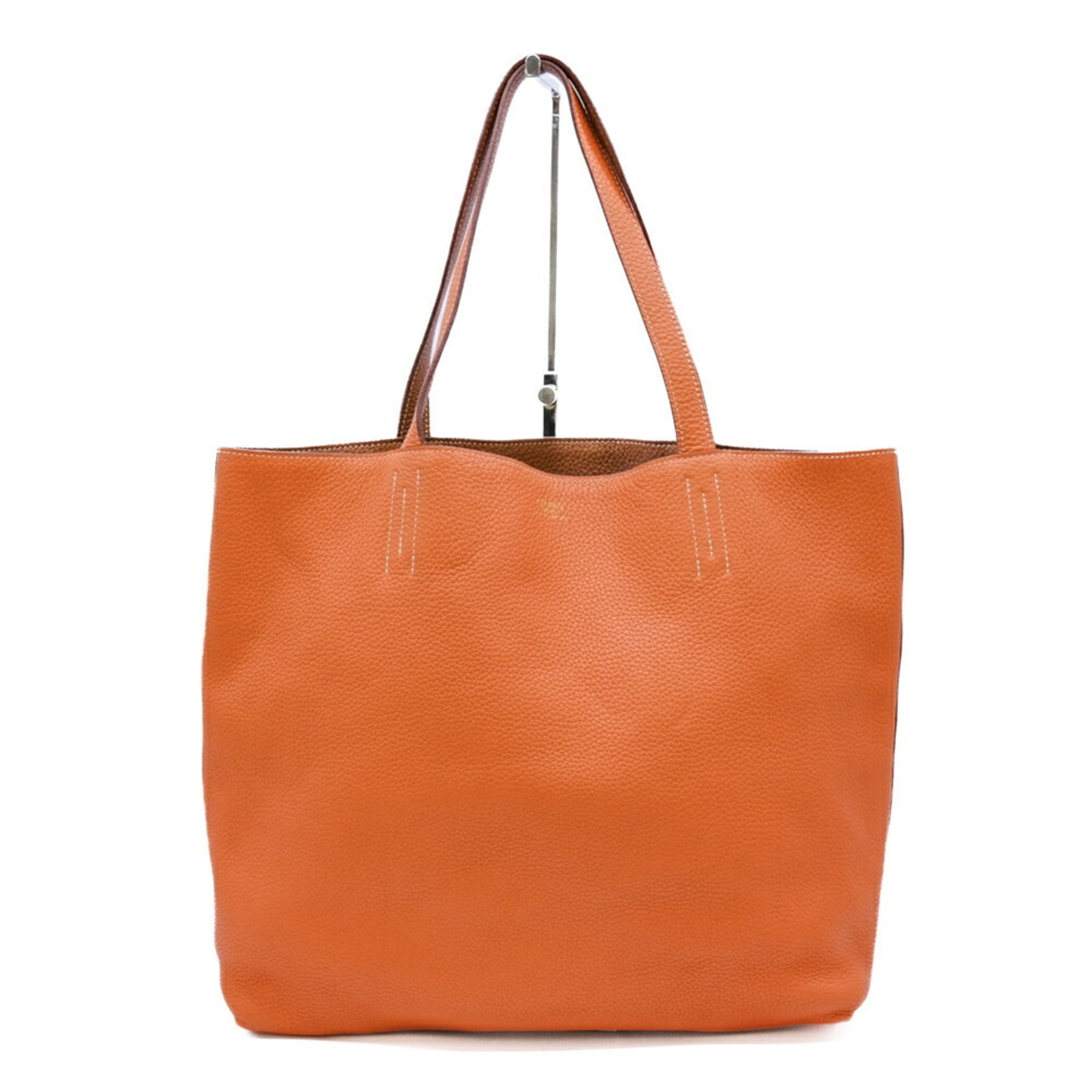 Pre-Owned HERMES Hermes Double Sens 36 Tote Bag Taurillon Clemence Gold Brown Orange... (Good)