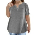 thumbnail image 2 of Clearance!KkSLirnhs 11 Years Girls Tops 14-16 Girls Plus Size V-Neck Short-sleeved Shirts Kids Loose Tunic Pullover Aged 3-14 Gray, 2 of 7
