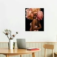 thumbnail image 2 of JEUXUS African American Wall Art Pink Flower on Black Women Head Vintage Canvas Art Paintings Modern Abstract Girl Picture Home Wall Decor for Bedroom Living Room, Ready to Hang (Pink, 12x16inch), 2 of 4