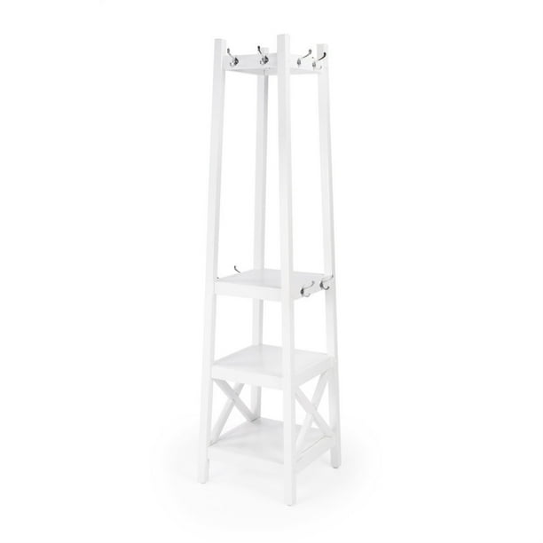 Butler Fenya White Coat Rack With Shelves Com Butler Fenya White Coat Rack With, White Coat Stand With Shelf