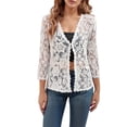 thumbnail image 2 of Women'S Cardigan Women'S Cardigan For Everyday Wear Versatile Loose Fit Plus Size Sun Lace Top Hollow Out Sheer Cardigan Perfect For Summer White Xxl, 2 of 4