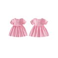 thumbnail image 2 of BemeyourBBs Kids Toddler Baby Girl Summer Cotton Linen Dress Clothes Puff Short Sleeve Ruffle Crew Neck Solid A-line Dress, 2 of 9