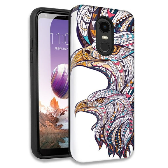 Mundaze Mosaic Bald Eagles Double Layer Hybrid Case Cover For LG Fortune 2/Aristo 2 Plus/Zone 4/Aristo 3