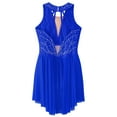 thumbnail image 4 of TiaoBug Girls Sleeveless Strappy Back Ice Figure Skating Dress Gymnastics Competition Dance Costume Royal Blue 10, 4 of 5