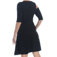 thumbnail image 4 of BAR III Womens Black Cutout Knit Short Sleeve Crew Neck Knee Length Cocktail A-Line Dress L, 4 of 4