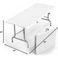 thumbnail image 5 of 6 Foot Plastic Folding Table Portable Long Table for Indoor Outdoor Use Rectangular with Carrying Handle, Smooth HDPE Tabletop, White, 5 of 6