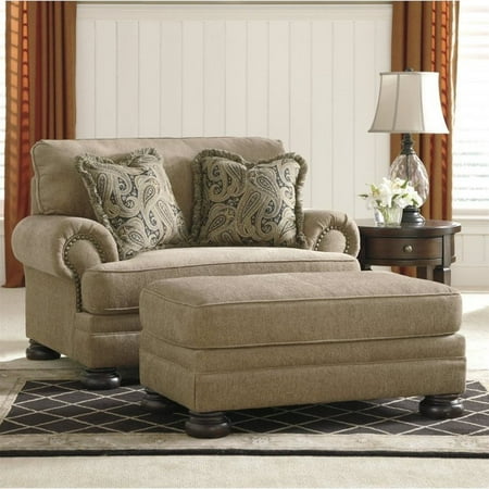 Ashley Keereel Fabric Accent Chair and a Half with Ottoman ...