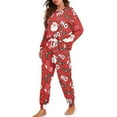 thumbnail image 2 of Yuyamidu 2 Pack HO-HO-HO Round Neck Pajamas Size S Santa Claus Long Sleeve Home Wear for Fall Winter Night Clothes Red Women Christmas Sleepwear Pants Set of 2, 2 of 7