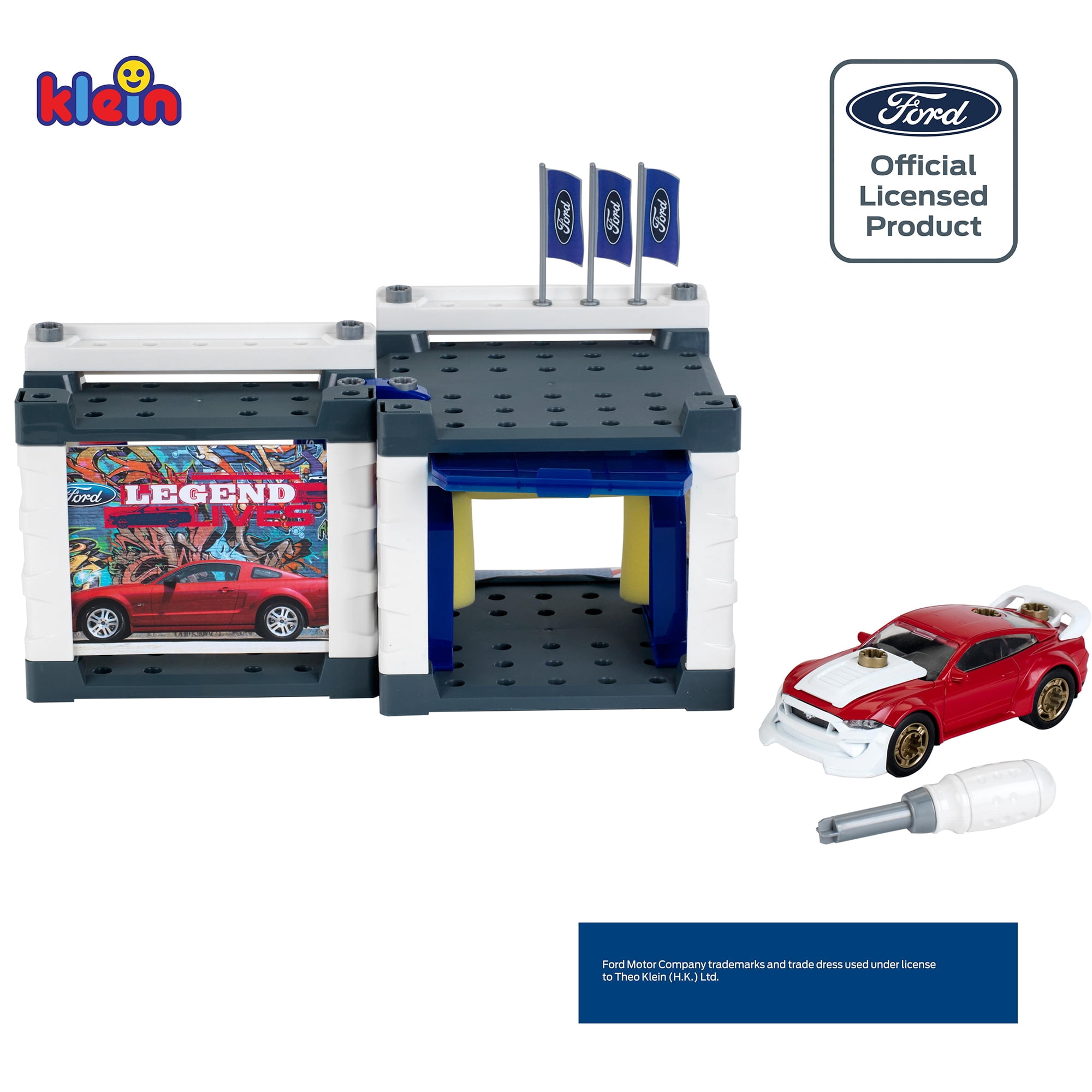 Ford: Service Station With 2019 Ford Mustang - Theo Klein, Garage & Car Can Be Dismantled, Play Workshop Including Lifting Platform & Car Wash, Officially Licensed, Kids Pretend Play, Children 3+