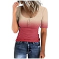 thumbnail image 1 of Womens Round Neck Button Up T-shirt Loose Short Sleeved Top, 1 of 3