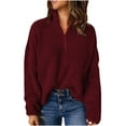 thumbnail image 2 of Goodtrade8 Loose Womens Sweaters Plus Size V-Neck Long Sleeve Casual Solid Color Sweaters Tops, 2 of 6