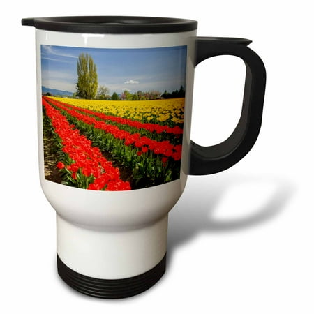 3drose, Mount Vernon, Washington, Usa. Field of Tulips Grown for Bulb Sales., 14oz Stainless Steel Travel Mug