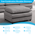 thumbnail image 3 of Mjkone U-Shaped Sectional Sofa with Ottoman, Modern Style - 5-Seater, Light Gray, 3 of 8