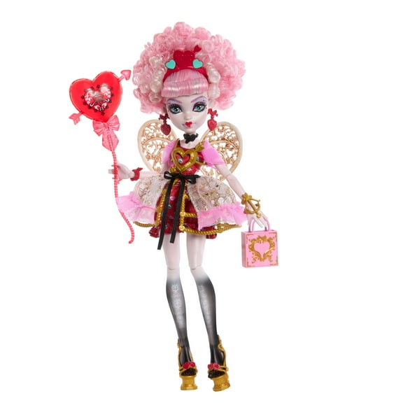 Monster High Scary Sweet Birthday Cupid Asteria Doll in Party Dress with Balloon & Gift