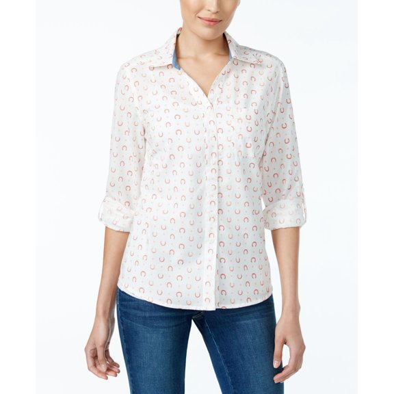 Style & Co Petite Cotton Printed Shirt Ringer PM