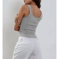 thumbnail image 5 of Women'S Tank Tops Cute Slim Fitted Ribbed Knit Lace Camisole Top Summer Square Neck Sleeveless Going Flower Ash L, 5 of 9
