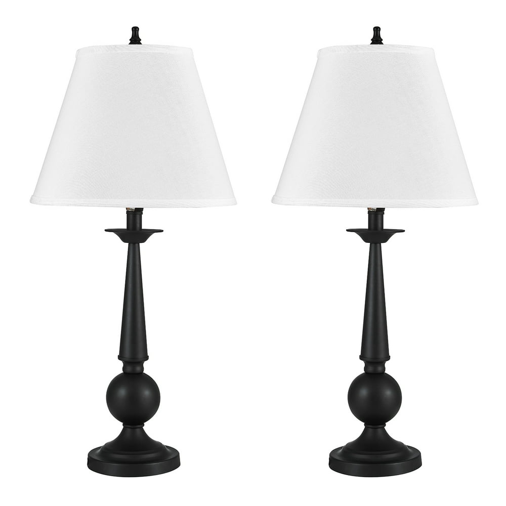 Globe Electric Set of Two 27" Black Table Lamps with White Fabric
