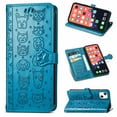 thumbnail image 1 of Cartoon Case for iPhone 13 Mini(2021), Allytech Embossed Animal PU Leather Impact Resistant TPU Back Card Slots Magnetic Closure Hand Strap Stand Cover for iPhone 13 Mini 5.4" 2021, Blue, 1 of 4