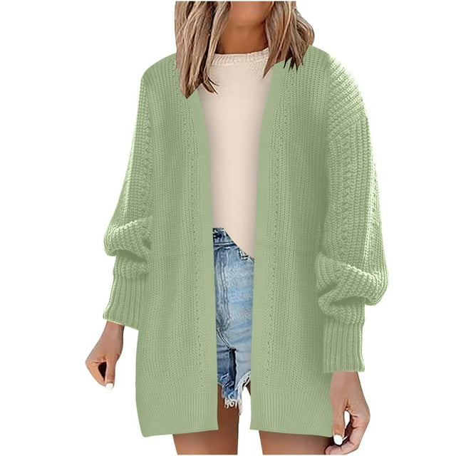 Styesk Cardigan Sweaters for Women Open Front Chunky Long Cardigans Casual Loose Fit Crochet Sweaters Versatile Solid Color Fall Outfits Long Sleeve Knit Cardigans