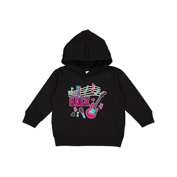 Inktastic I Rock with Guitar Microphone and Music Notes Toddler Hoodie