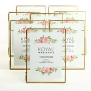 Koyal Wholesale Pressed Glass Floating Photo Frames 5 x 7 Frame, Gold 8-Pack with Stands Use Horizontal or Vertical