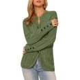 thumbnail image 4 of INSPIRE CHIC Cardigan Sweaters for Women's Open Front Button Down Long Sleeve Fall Casual Cable Knit Sweater with Pockets S Army Green, 4 of 5