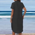 thumbnail image 4 of Robes Décontractées pour Femmes, Couleur Unie, Boutonnée, Col en V, Col à Revers, Robe Midi, Manches Longues/courtes, Robe Chemise avec Poches, 4 of 7
