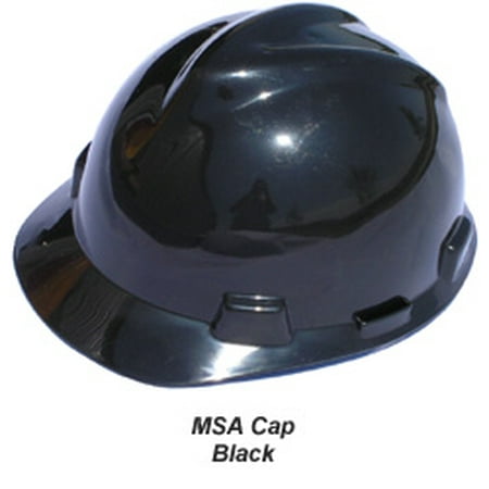 MSA V-Gard cap style hard hats with pin lock suspensions, black
