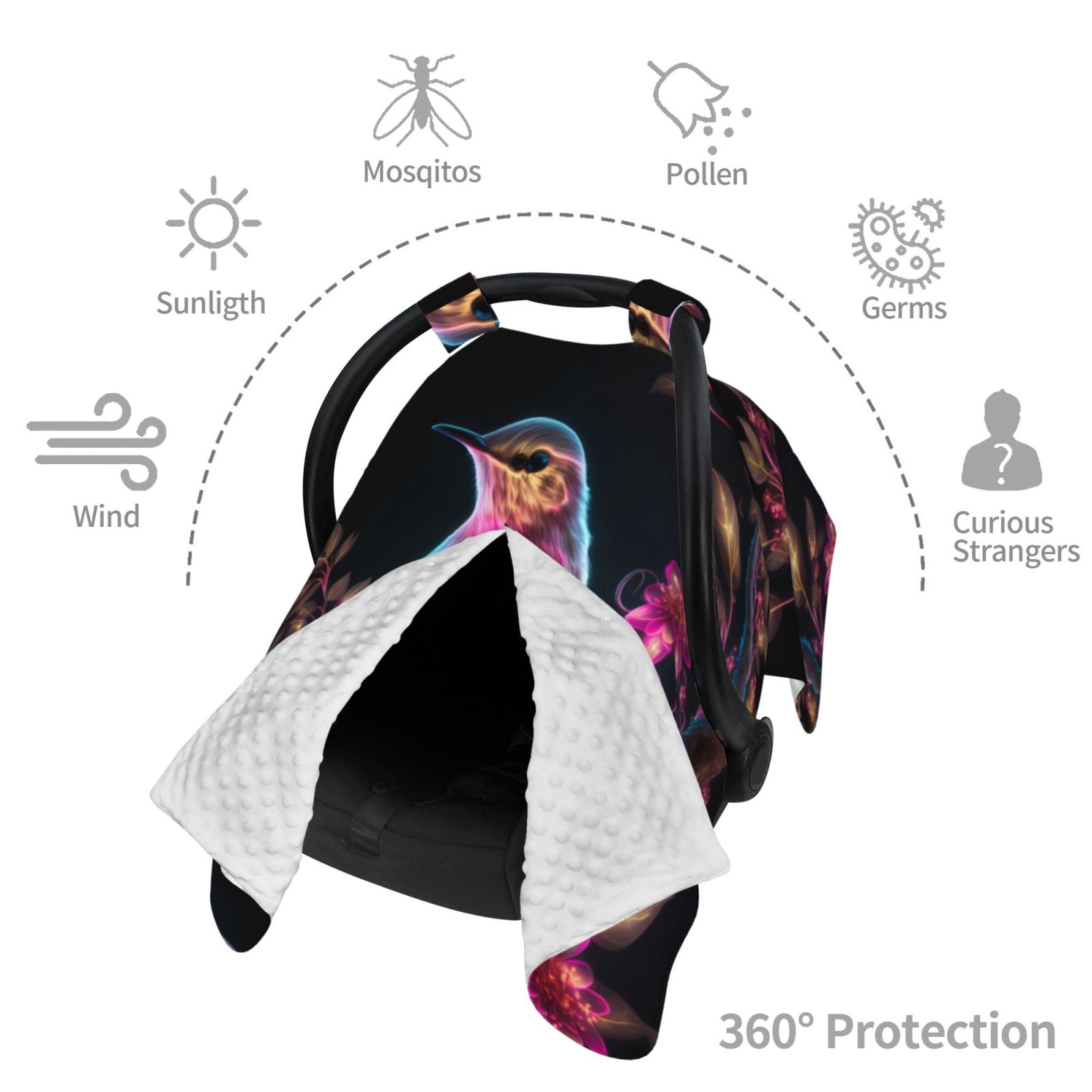 Car Seat Cover Baby - Pink Glowing Leaf Bird Breathable Infant Car Seat Cover for Baby Carseat, Lightweight Comfort Baby Essentials Must Haves Newborn Stuff for Girl Boy