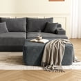 thumbnail image 4 of Oooh life Oversized Ottoman Bench for Bedroom, Footrest Ottoman & Accent Seat, Gray Corduroy Ottoman, Low Profile Ottoman Foot Rest, 4 of 7
