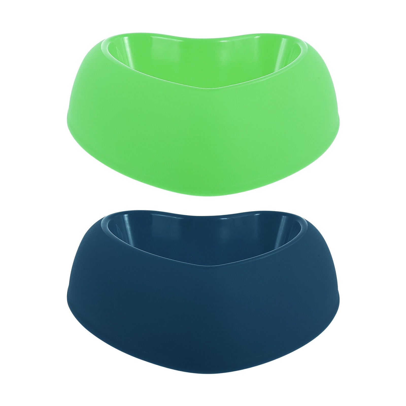 YOSADIER 2Pcs Blue Heart Shaped Pet Feeding Bowls Plastic Slow Feeder for Dogs Cats
