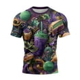 thumbnail image 5 of Resicozy Mardi Gras Shirt for Men Funny Print Pullovers Fashion Casual Crew Neck Short Sleeve Shirts Purple L, 5 of 5