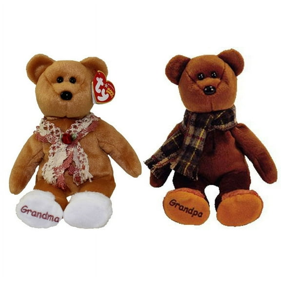 TY Beanie Babies - SET OF 2 GRANDPARENT BEARS (Grams & Gramps)(9 inch)