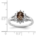 thumbnail image 2 of White Sterling Silver Ring Band Gemstone Smoky Quartz Round Diamond, 2 of 2
