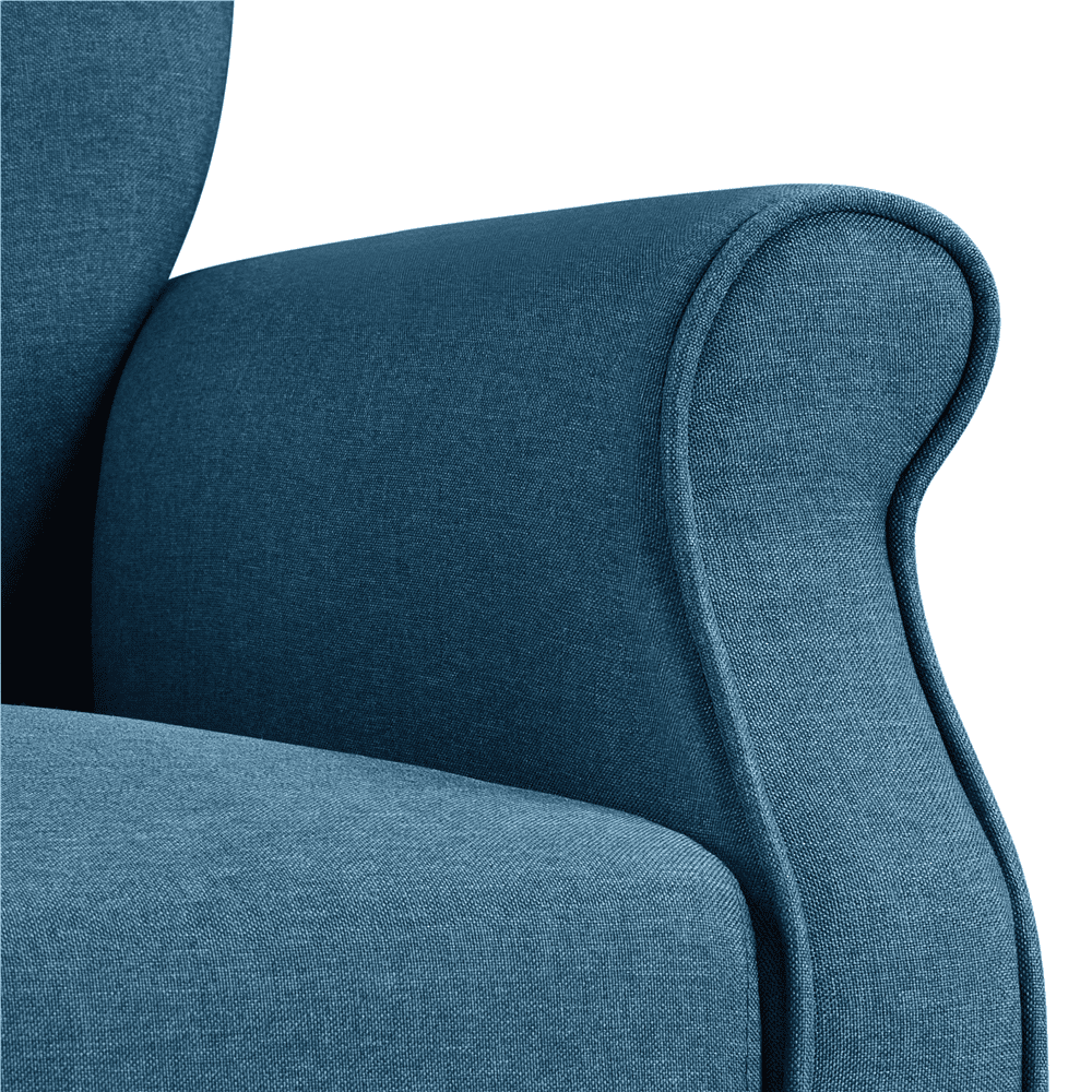 Alden Design Modern Upholstered Fabric Accent Chair with Wooden Legs for Living Room, Navy Blue