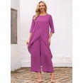 thumbnail image 4 of DARING DIVA Women's 2 Piece Chiffon Sets Dressy Pantsuit High Low Top Outfit M Purple, 4 of 8