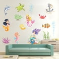 thumbnail image 2 of Adhesivo de pared TUNC con patrón de sirenas de animales marinos decoración para sala de estar dormitorio Sencillez, 2 of 5