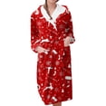 thumbnail image 1 of Women's Fleece Plush Robe Long Warm Plush Bathrobe Loungewear Jacket Printed Comfort Robe, 1 of 5