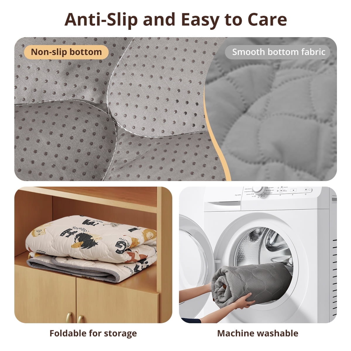 Baby Play Mat, Caveen Thicken Soft Cotton Baby Playmats, Foldable Anti-Slip Floor Crawling Playmat Playpen Mat for Infants and Toddlers, 50"x50", Beige