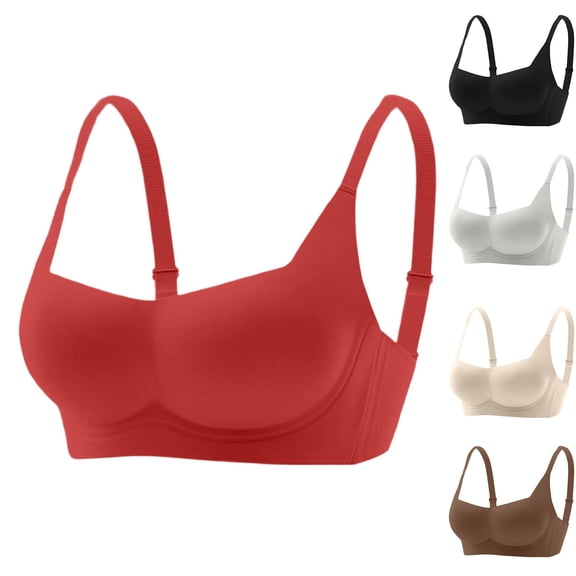 DDAPJ pyju Women's Balconette Bra No Underwire Comfortable Push Up Bras Full Support Lift Bralette Seamless Tshirt Bras Wireless Underwear Coffee L