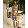 thumbnail image 3 of Lentta Women's Patchwork Dual Pocket Jumpsuit - Loose Floral Print Bohemian Wide Leg Bib Overall for Spring & Summer, 3 of 7
