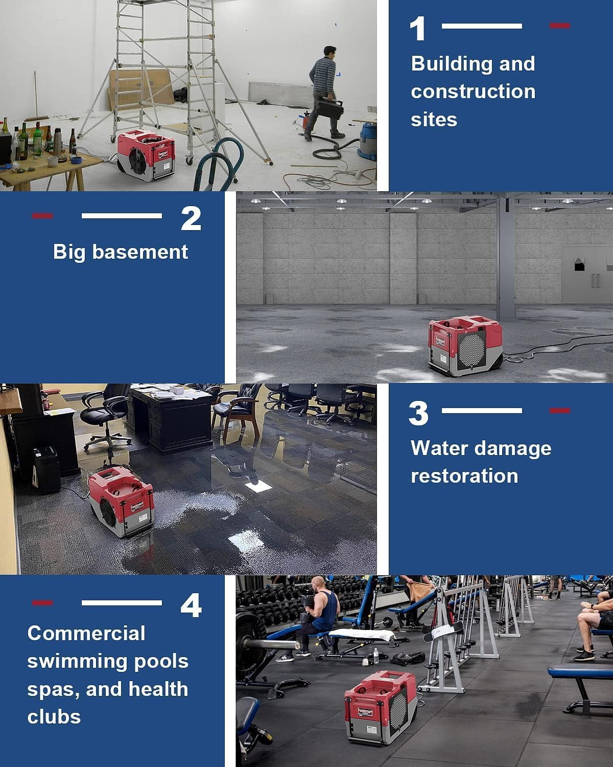 ALORAIR  Commercial Dehumidifiers, 264 PPD Performance Industrial Dehumidifier with Pump, Compact, Portable Industrial dehumidifier for Water Damage Restoration, Up to 3000 Sq.Ft ,SLGR Dehumidifiers