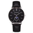thumbnail image 1 of Zhoulianfa Reloj de pulsera de cuarzo de cristal para pareja de moda (marco negro, esfera negra L), 1 of 2