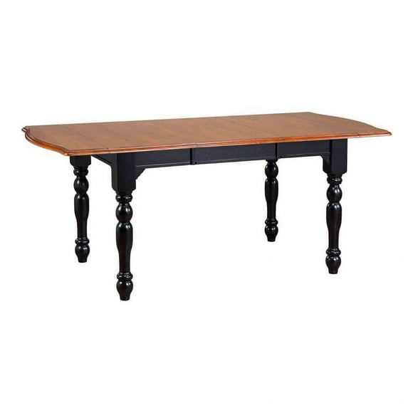 Sunset Trading Black Cherry Selections 72" Drop Leaf Wood Dining Table in Black