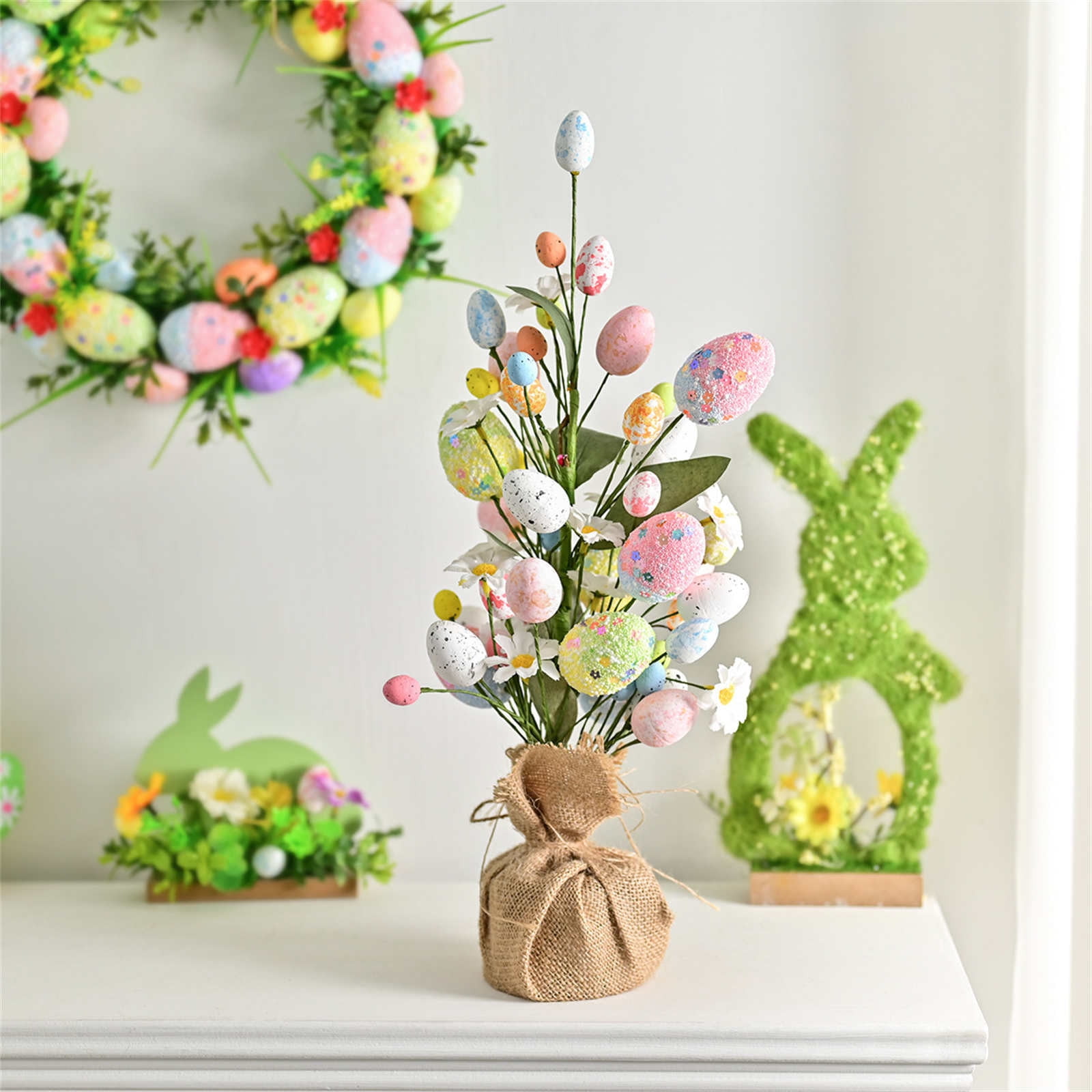 Lunxisen 3 Pcs Easter Egg Home Party Decoration Simulated Flower Branch Ornament Spring Holiday Decor